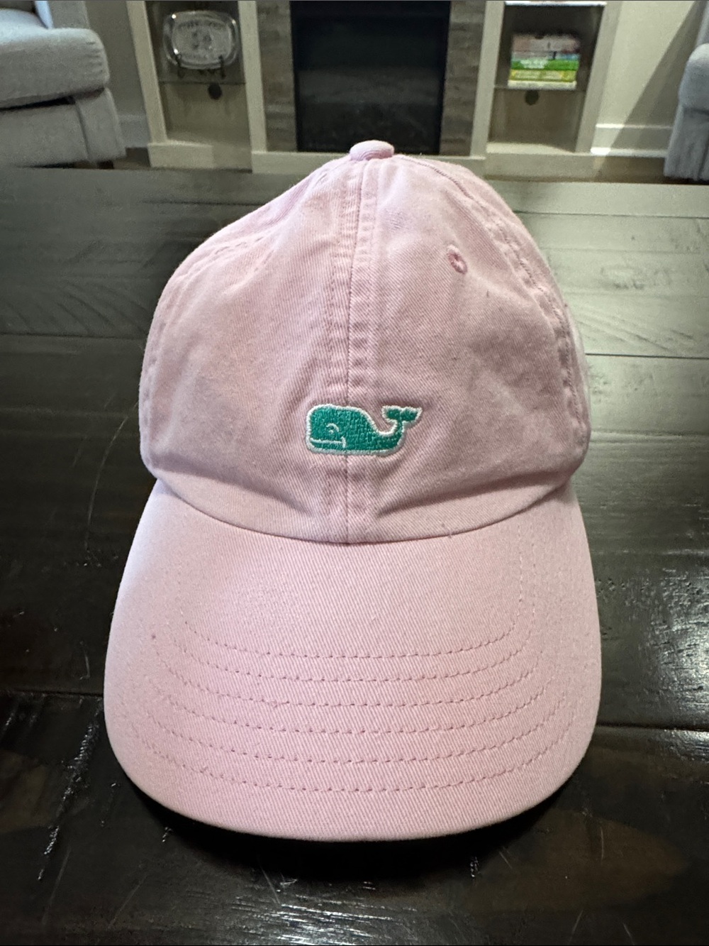 Vineyard Vines Light Pink Cap with Teal Whale